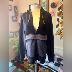 Men’s Tek Gear Ultrasoft Fleece Black Gray Athletic Pullover, M.